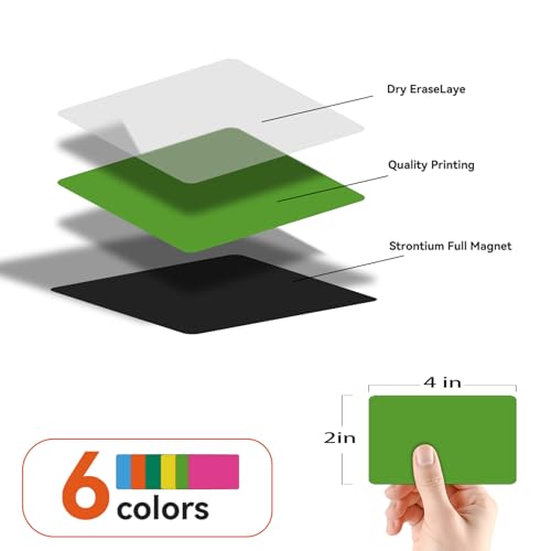 42-Pack 4" x 2" Magnet Labels, Magnetic Dry Erase Notes - Sticky Whiteboard Sheets, Reusable & Washable Fridge Magnets for Office, Classroom, Home - color: 4"x2"-42pcs, Full Color