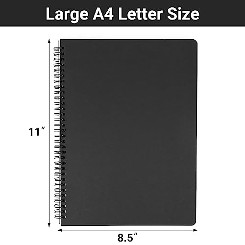 EUSOAR Spiral Journaling Notebooks, A4 6 Packs 8.5"x 11" Spiral Blank Notebook, 120 Pages Blank Journal Unlined Notebooks Bulk for Women Men Student Office School Diary Drawing Writing-Black - size: A4, style: Unlined