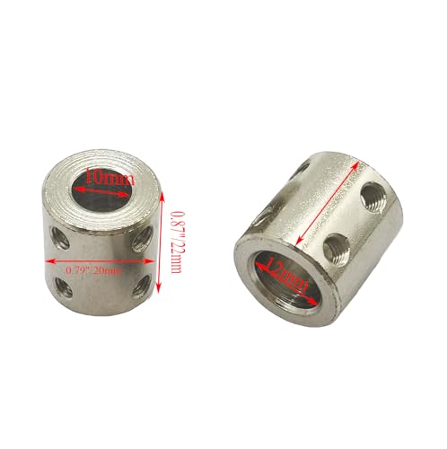 5Pcs 10mm to 12mm Bore Rigid Shaft Couplers,Steel Rigid Motor Shaft Coupling Set Screw for CNC Machine 3D Printer RC Motor Accessories and DIY - size: 10mm to 12mm