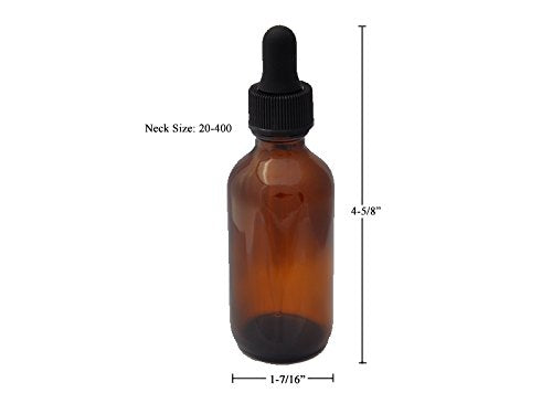 Dropper Stop® 2oz Amber Glass Dropper Bottles (60mL) with Tapered Glass Droppers - Pack of 2