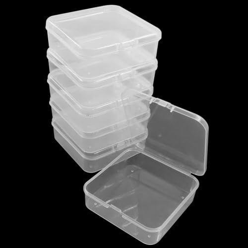 BokWin Mini Plastic Clear Beads Storage Containers, 2.9"x2.9"x1", 6 Pack - size: 2.9"x2.9"x1"