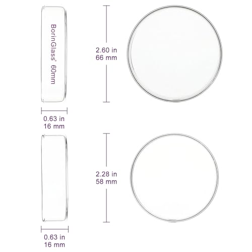 BorinGlass Petri Dishes, Autoclavable Cell Culture Dishes Lab Dishes with Clear Lid, 60x15 mm, Pack of 10