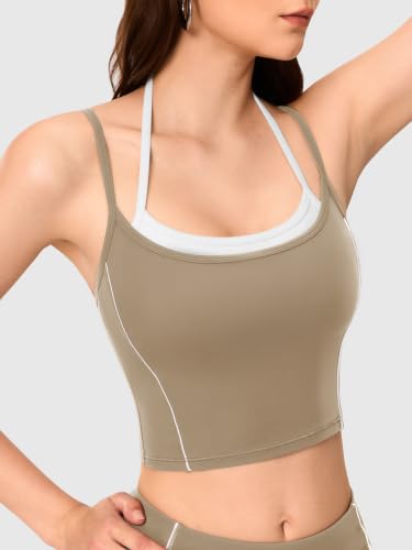 Workout Sets for Women, Drawstring Seamless Leggings with Workout Tank Tops,2 Piece Outfits for Pilates,Gym,Yoga - color: Brn023, size: Small