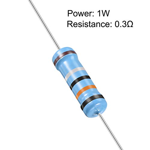 uxcell 30Pcs 0.3 Ohm Resistor, 1W 1% Tolerance Metal Film Resistors, Lead, 5 Bands for DIY Electronic Projects and Experiments