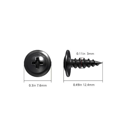 Wensilon(800 pcs)#4×3/8" Phillips Truss Head Wood Screws Black Galvanizing Quick Metal Self Tapping. - color: Black, size: #4×3/8"