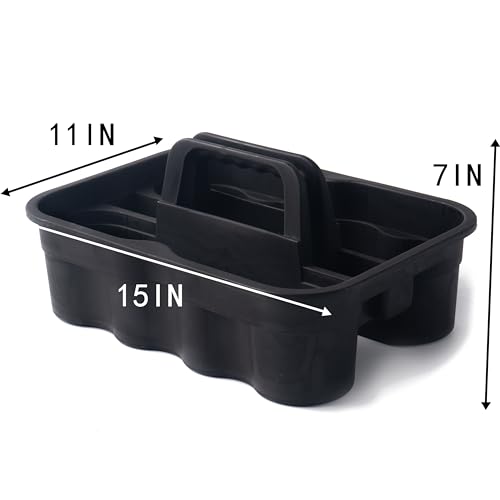 Matthew 3 Pack Large Plastic Tote Tool & Deluxe Supply Cleaning Caddy with Handle Portable Shower Basket Storage Caddy for Cleaning Products,Take-Out Drink,Bathrooms - Black - color: Black, size: Pack of 3