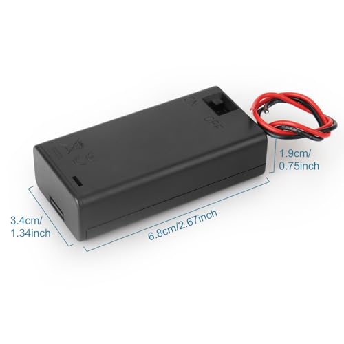 VWEICYY 3PCS 2 x 1.5V AA Battery Holder Enclosures with Wire Leads and On/Off Switch