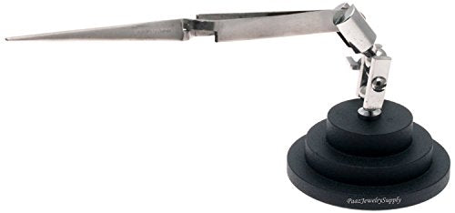 Third Hand Tool with Round Cast Iron Base – Includes 4x Magnifying Glass, Tweezer & Adjustable Alligator Clips, Hands-Free Stand for Soldering, Jewelry Making, Crafts & Repairs