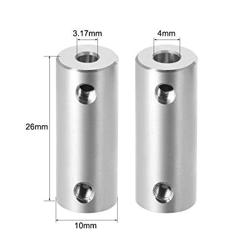 uxcell 1/8 inch to 4mm Bore Rigid Coupling Set Screw L26XD10 Aluminum Alloy - size: 3.17mm to 4mm