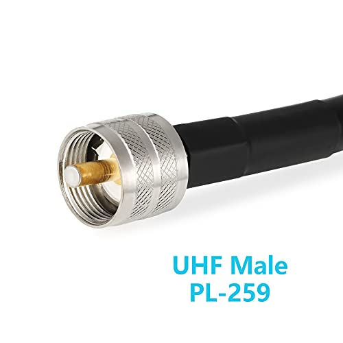 WIZACE 3ft PL-259 UHF CB Coax Cable, KMR400 PL-259 UHF Male to Female Low Loss Antenna Extension Jumper for HAM Radio, Antenna Analyzer, Dummy Load, SWR Meter - size: 3 ft - 1PCS