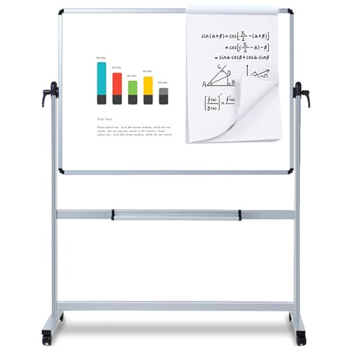 VIZ-PRO Double-Sided Magnetic Mobile Whiteboard, 96" x 48" - size: 96"W x 48"H