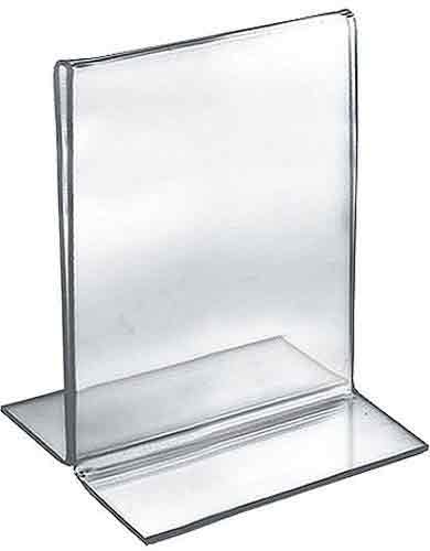 Azar Displays 152724 5-Inch Width by 6-Inch Height Double-Foot Acrylic Sign Holder, 10-Pack - size: 5 in W x 6 in H