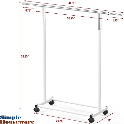 Simple Houseware Standard Rod Garment Clothing Rack, White - color: White