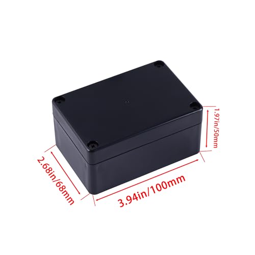 2PCS Project Box ABS Plastic Waterproof Electrical Junction Box Enclosure Black 3.94 x 2.68 x 1.97 inch (100X68X50mm) Electrical Project Enclosure Box with 8PCS 1/4" NPT Cable Glands