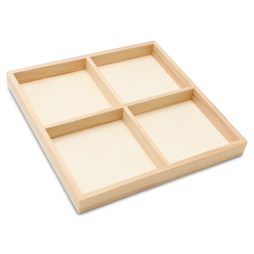 DIY Square Wooden Divided Serving Tray 12 x 12-inch, Pack of 5 4-Section Candy Tray for Vegetable & Fruit Party Platters, by Woodpeckers - size: 12" x 12" 4 Part