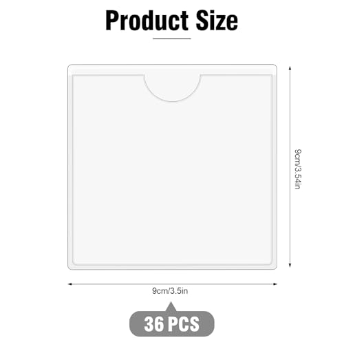 36 Pack Adhesive Index Card Pockets, 3.5" x 3.5", Clear, Top Open - size: 3.5 x 3.5 Inches