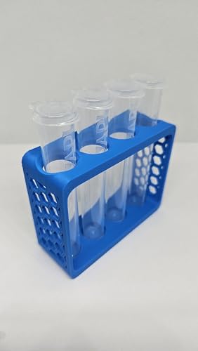 Aquatic Water Quality Testing Tube Holder with 4CT 10ml Test Tubes 5ml Markings - Plastic Durable Rack, 4 Tubes Variation (Blue Rack w/ 4CT Testing Tubes) - style: Blue Rack w/ 4CT Testing Tubes
