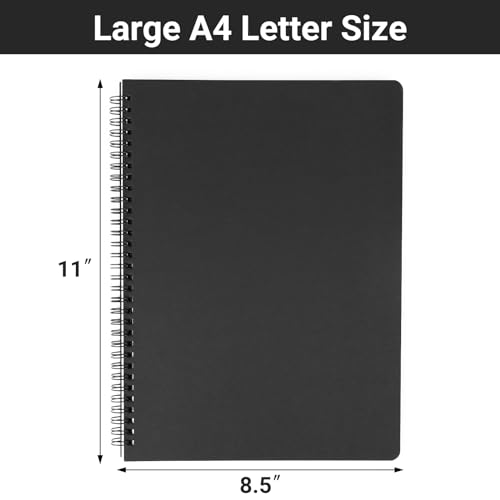 EUSOAR Graphing Notebook, Large A4 6Packs 8.5"x11" 120 Pages Graph Paper Notebook Spiral, Hardcover Spiral Grid Paper Notebook Composition for Math Science Engineering Artist Drawing-Black - size: A4, style: Graph