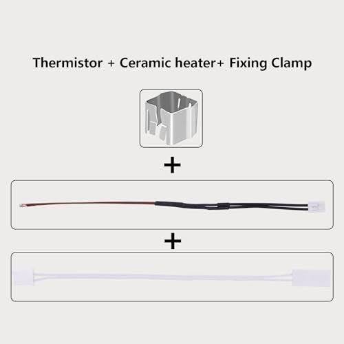2 Pack Ceramic Heater and Thermistor for X1, 3D Printer Accessories 24V 48W Ceramic Heater 300℃ High Temperature Thermistor and Fixing Clip for Bambu Lab X1/X1C - style: X1/X1C