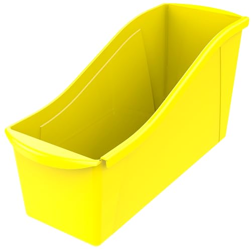 Storex Large Book Bin, 14.3 x 5.3 x 7 Inches, Yellow, Case of 6 (71119U06C) - color: Yellow, size: 6-Pack