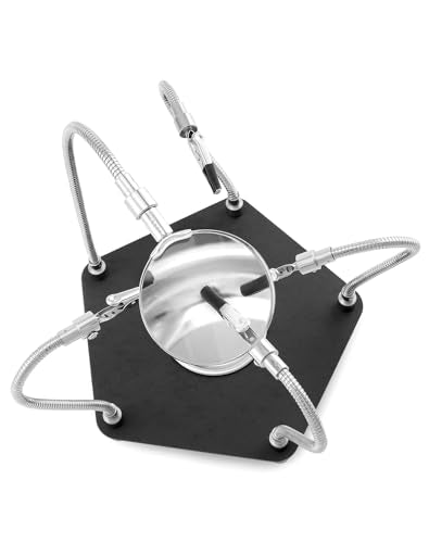 QWORK Third Hand Soldering Station with 3X Magnifier and 4 Flexible Arms, Soldering Aid Helping Hand Soldering for Electronics, Jewelry, Crafts and more