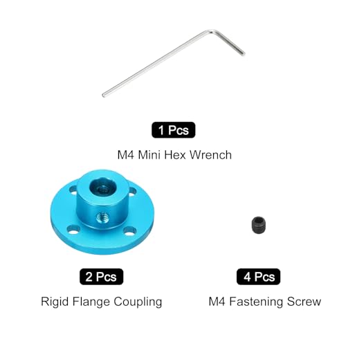 MECCANIXITY 2pcs 8mm Bore Rigid Sky Blue Flange Coupling Connector Aluminum - color: Sky Blue