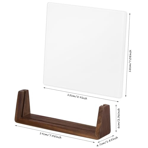 Mini Desktop Glass Dry Erase White Board with Walnut Wood Base,White Glass - style: Walnut Base White