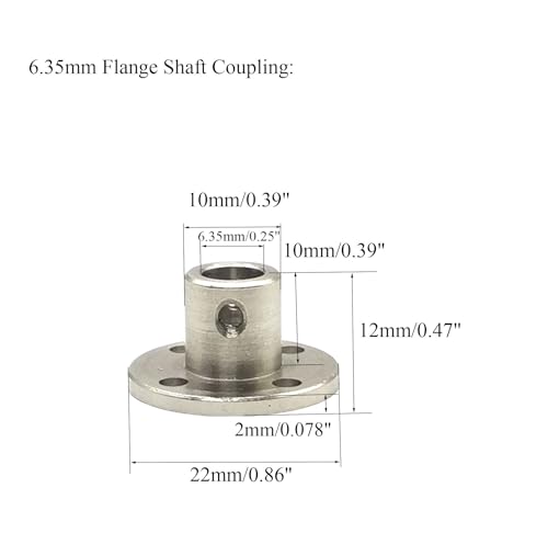 5 Pcs 6.35 mm Flange Shaft Couplings,High Hardness Metal Axis Bearing Fittings Motor Connector with M3 Screws and Allen Wrench for DIY Model Motors Accessories Coupler - size: 6.35mm, style: 6.35mm