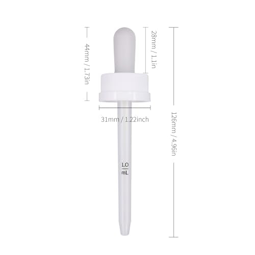 6Pack Replacement Screw Droppers, 1.0 ml Straight Tip Pipette Plastic Closure Top For Minoxidil Bottles