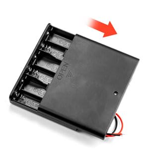 2PCS 9V (6 x 1.5V) 6AA Battery Holder Enclosures with Wire Leads and On/Off Switch Lid 9 Volt Battery Case with Hook Verclo and Solder Seal Wire Connectors