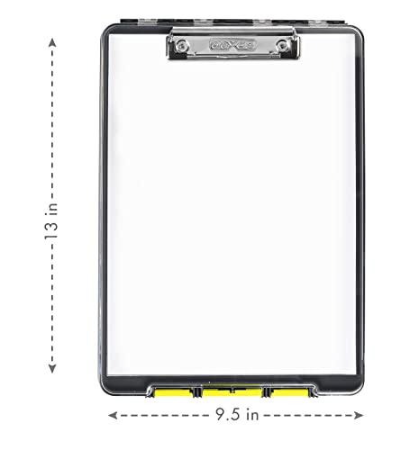 Dexas Clearview Clipcase Clipboard, 13.75 x 9.5 in, Gray/Yellow. See Papers Clearly Outdoors, Stay Organized & Dry. Ideal for Coaching, Teaching, homeschooling, Art, Trades & Medical pros(Pack of 6) - color: Yellow, size: 13.75 x 9.5 Inch (Pack of 6)