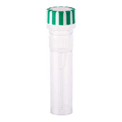 CELLTREAT 230810 0.5Ml Screw Top Micro Tube and Cap, Self-Standing, Grip Band, Green Grip Cap with Integrated O-Ring, Sterile, Polypropylene (Pack of 500)