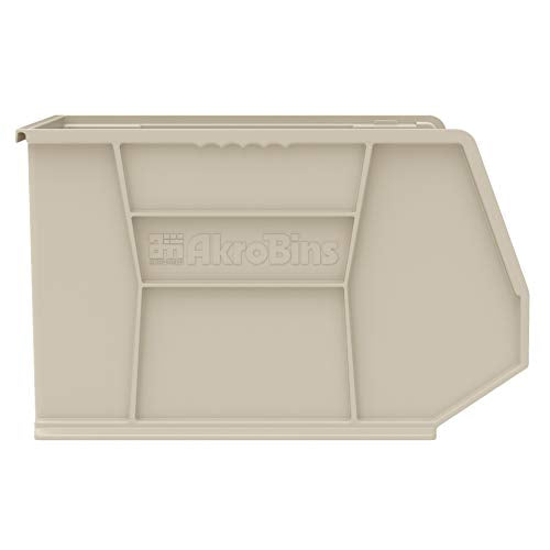 Akro-Mils 30270 AkroBins Plastic Hanging Stackable Storage Organizer Bin, 18-Inch x 16-Inch x 11-Inch, Stone, 3-Pack - color: Stone