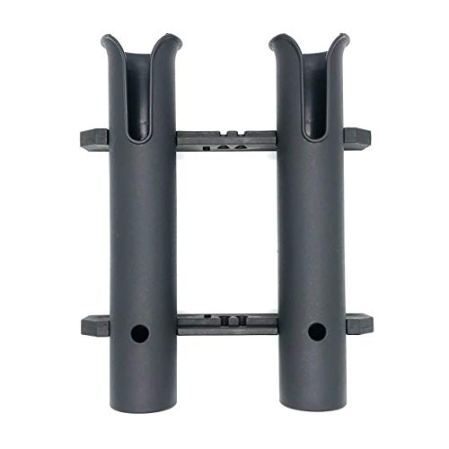 HiUmi Wall Mounted Fishing Rod Holders Tubes Links Fishing Rod Holder Rack Rests (2-Pole-Black) - color: 2-pole-black