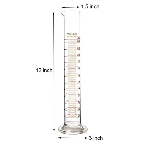 250 mL Borosilicate Glass Graduated Cylinder with Cleaning Brush - size: 250ml-1