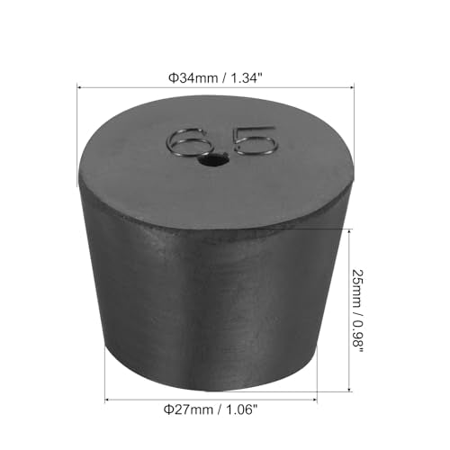 MECCANIXITY Rubber Tapered Plug 27mm to 34mm Solid Test Tubes Bungs Stopper with Hole Black for Lab Home 8 Pieces - size: 27mm-34mm