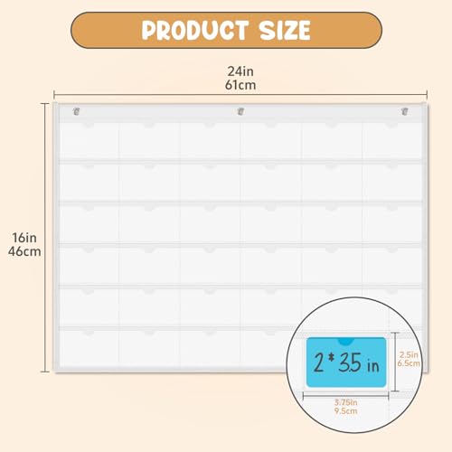 AKAYOK 2'' x 3.5'' Business Card Holder Sleeve - 36-Pocket Card Organizer for Social Security Cards, Credit Cards, IDs & More | Transparent Hanging Pocket Chart for Effortless Organization & Storage - color: 2''x3.5''