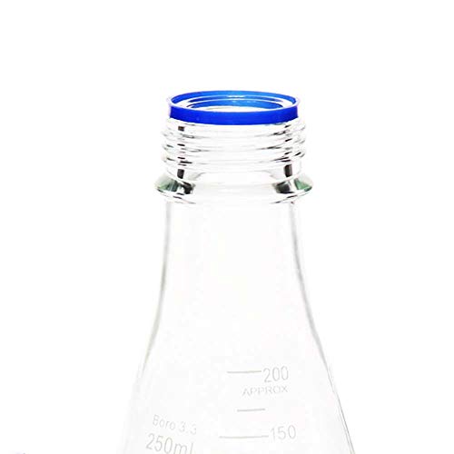 ULAB Scientific Erlenmeyer Flask with Blue Screw Cap, 17oz 500ml, 3.3 Borosilicate with Printed Graduation, Pack of 2, UEF1020 - style: Vol. 500ml, Pack of 2