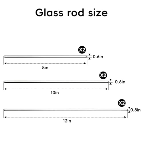 6 Pcs Glass Stirring Rod Set, for Lab Mixing Stirring