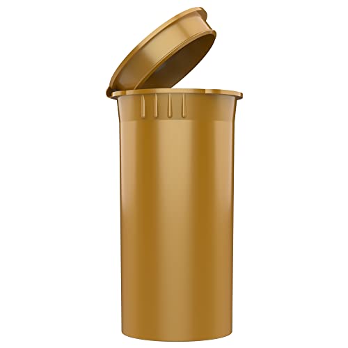 Dragon Chewer 13 Dram CR Plastic Packaging Pop Top Containers - Child Resistant Travel Holder Vial Bottles - 315 qty (Gold) - color: Gold