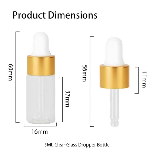 36 Pack Mini Dropper Bottle for Cuticle Oil, 5ml Clear Small Sample Glass Dropper Bottles Ideal for Essential Oils, Cosmetics, Perfumes, Travel-Size Liquid Containers - color: Clear, size: 0.2 Ounces