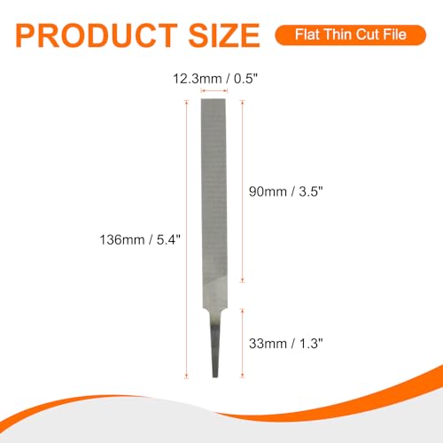 HARFINGTON 2pcs Flat Thin Cut File 4" Double Cut Teeth High Carbon Steel Hand Rasp File without Handle for Metal Wood Deburring Removing - size: 4", style: Thin