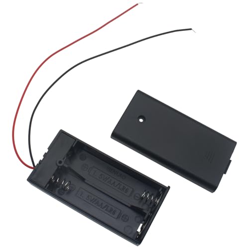 6 PCS 2 Slots AA Battery Holder Bundle with Switch and Leads Plastic AA Battery Case 2 X 1.5 V AA Battery Storage Box with Cap - size: 2 Slots