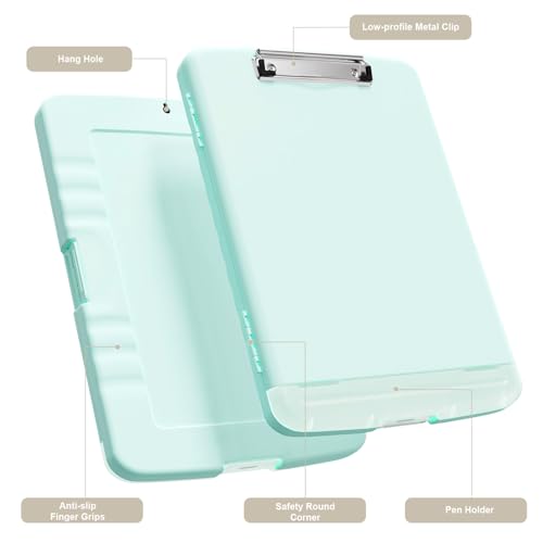 Piasoenc Clipboard with Storage, 8.5 x 11 Clip Board with Pen Holder, Blue - color: Blue