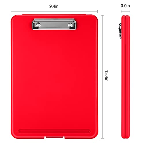 Sooez Clipboard with Storage, Plastic Nursing Clip Boards 8.5x11 - color: A-red