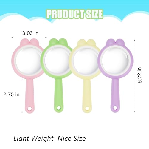 Rongon 4X Kids Magnifying Glass Portable Small Handheld Reading Magnifier - color: 4 Colours