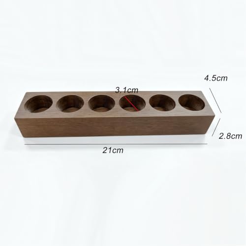mollensiuer 1 Piece 6 Hole Coffee Bean Storage Tubes Wooden Display Stand Wooden Test Tube Storage Rack Glass Tubes Holder Coffee Beans Tube Organizer for Kitchen for Home and Cafe Use
