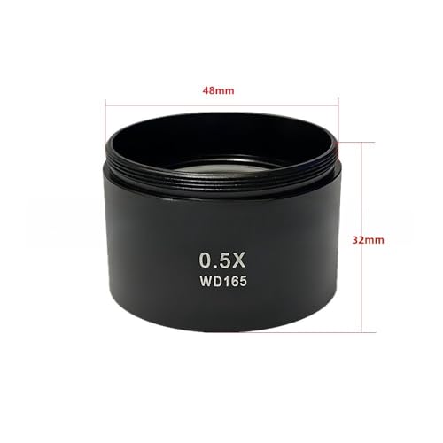 0.5X Auxiliary Objects Lens Microscope Camera Lens WD165 for Trinocular Stereo Zoom Microscope Barlow Glass Lens