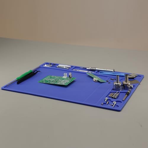 YIHUA M160 Heat-resistant Soldering Mat with Multiple Storage Slots, Built-in Ruler, Bendable Soft Silicone Soldering Mat, Dimensions 13.78 * 9.96 * 0.2 inches (350 * 253 * 5mm) - size: 13.78 in × 9.96 in