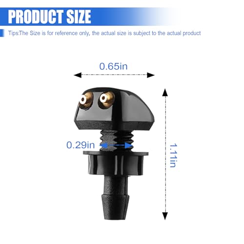 ZIMISI Car Front Windshield Washer Nozzles, Double-Hole Auto Wiper Water Sprayers, Adjustable Nozzle Washer Kit for Most Vehicles (2PCS) - size: 2PCS